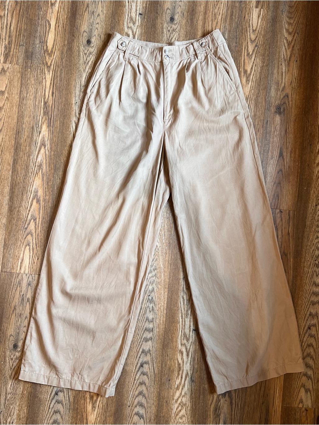 Madewell Wide Leg High Waist Pants In Light Khaki